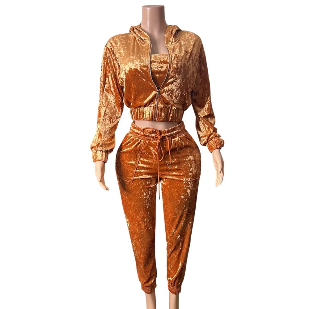 Velvet Gold Pantsuit - Picture 1 of 7